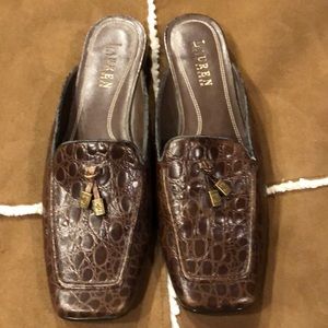 Ralph Lauren brown, tasseled mules